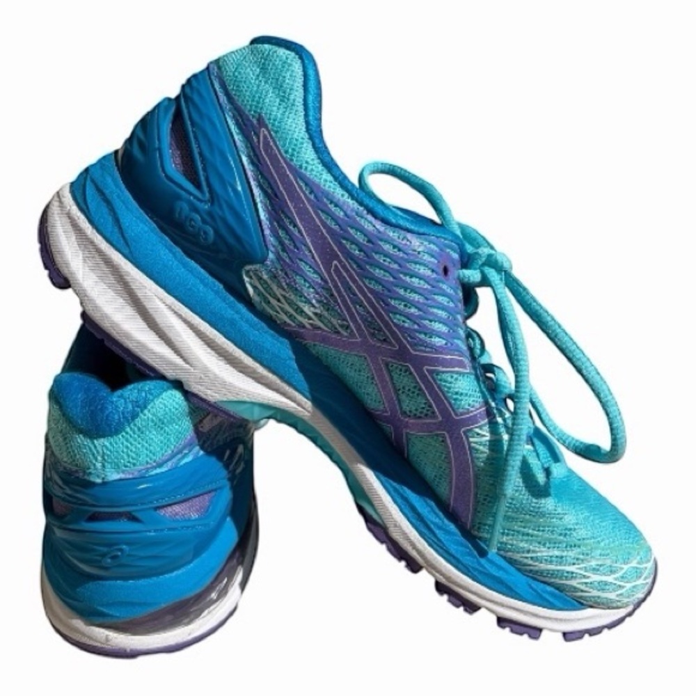 NEW ASICS Gel Nimbus 18 Methyl Blue/Purple/White Women's Running Shoe - Picture 2 of 6